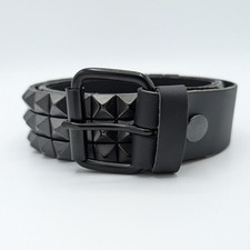 Nietengürtel - Gürtel mit kleinen schwarzen Pyramidennieten - 3-Reihig -  B274 -