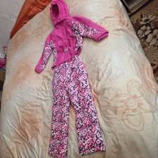 Schneeanzug, Skianzug, Topolino, Gr. 116/122, lila/rosa, Kapuze, Pinguin,2teilig