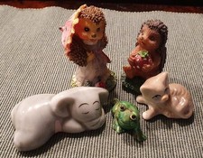 Elefant und Katze aus Porzellan, Dekorationsfiguren für Setzkasten