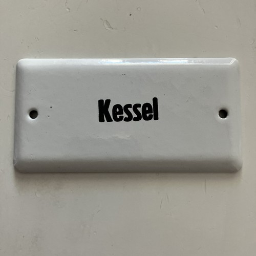 Emaille schild kessel 50er - schild,