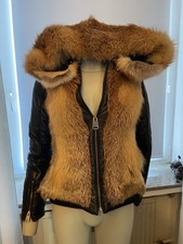 Lederjacke mit Pelzbesatz XS