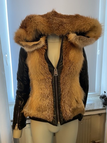 Lederjacke mit pelzbesatz - mit, xs