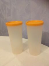 2er Set Tupperware Trinkbecher mit Deckel, transparent, Deckel gelb, 330 ml