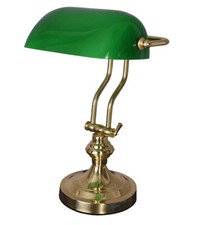 Bankerlampe mit Zugschalter Bürolampe grün Tischlampe Messing Leselampe Vintage