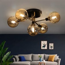 ZMH Glas Kugel Bernstein LED Deckenleuchte LED wechselbar Modern Wohnzimmerlampe