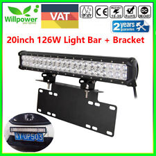 2 Rangée 20 Zoll Auto LED Lightbar Arbeitsscheinwerfer + Nummernschildhalterung