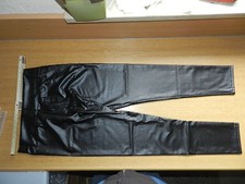 Damen Kunstleder  Leggins Hose Leder-Optik Hohe Taille High-Waist  schwarz