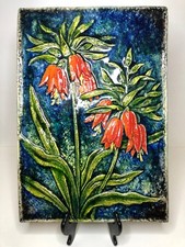 Karlsruhe Majolika Keramik Wandplatte Kaiserkrone Model 7337 Wandfliese 70er RAR