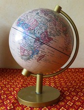 Globus Weltkugel Erdglobus Ø 13 cm Beige / Kuststoff -  Metall Drehbar Weltkarte