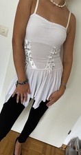 Damen Sommer Top Oberteil Sexy Shirts Bluse Party T-Shirt Tunika Weiß Gr XS NEU