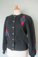 STAPF Strickjacke Trachtenjacke Trachtenstrickjacke schwarz grün 100% Wolle 40 L