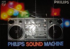 PHILIPS SOUND MACHINE STEREO WEITWINKEL POSTER BROSCHÜRE 8 S. 59 x 83 FARBE 1980