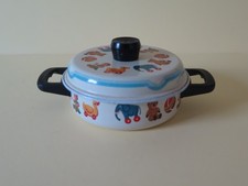 Blechspielzeug Kochtopf GESCHIRR PUPPENKÜCHE buntes Dekor, Elefant Bär Ball Ente