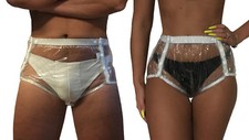 PVC Knöpferhose 4201G transparent GENÄHT Schwedenhose Gummihose Windelhose ABDL