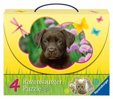 Puzzle Koffer Tierkinder Pony Hund Hase Katze Kätzchen Vogel Kaninchen Hauskatze