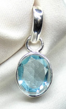 💙 Blautopas-Anhänger aus 925/- Sterling Silber • facettiert • oval Unikat 💎