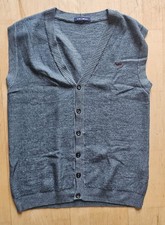 GAS Men Weste mit Knopfleiste, feingestrickt, petrol, Größe M/L