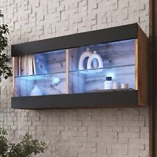 NEU komodee Hängevitrine Tivoli Horizontal, Schwarz Weiß Eiche Wotan LED Option