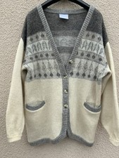 ICEWOOL ALAFOSS VINTAGE ICELANDIC FAIRISLE CARDIGAN PULLOVER TOP M FESTIVAL