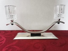 Antik 1920 Art Déco Kerzenleuchter Kerzenständer Kerzenhalter zweiflammig Glas