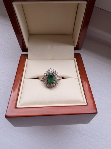 14k rotgold smaragd - 14k, diamant
