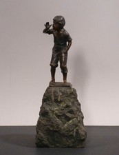 nm1/13  Paul Ludwig Kowalczewski  kleine Bronze ~ 1900  Junge macht lange Nase