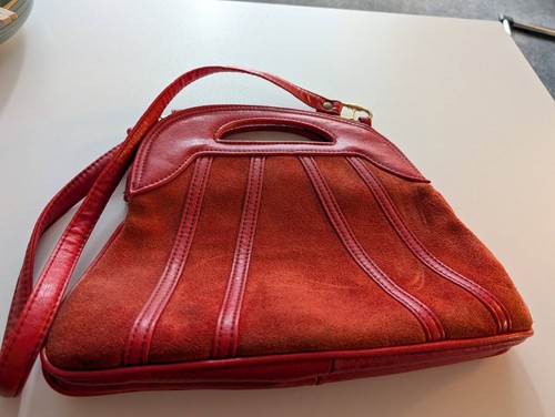 Handtasche mit wildleder rot - handtasche,