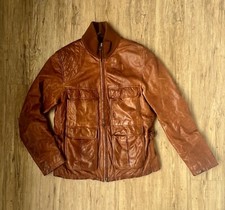 Joop! Jeans antik Biker Lederjacke Leder Gr.L 50 gefüttert braun Motorrad Joop