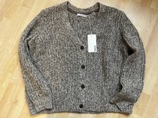 Wunderschöne braumelierte Strickjacke Grobstrick Cecil braune Knöpfe neu!