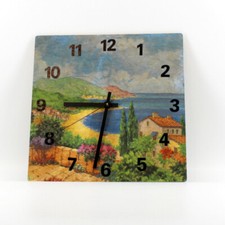 Wanduhr Serviettentechnik Quarzwerk batteriebetrieben MDF Motiv Mediterran