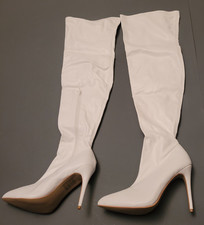 Sexy Overknee Stiefel Reißverschl. Stilettoabs. weiß Gr. 11 -(042)