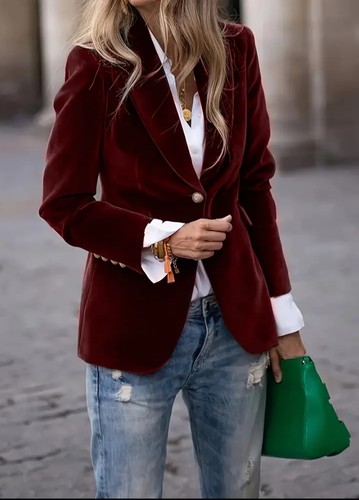 Samt blazer jacke dunkles - dunkles, rot