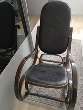 Schaukelstuhl Schwingsessel aus Holz M41 mit Patchwork-Leder