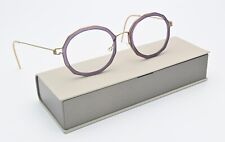 LINDBERG Brille Mette Col GT Air Titanium Rim Seidenmatt Gold Lila Rund Eckig M