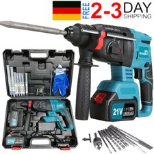 4 IN 1 Akku Bohrhammer 26mm Schlagbohrmaschine Mit 6Ah 2x Batterie