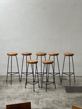 Brutalist Bar Stools 80s Design Set of 5 Franz West Charlotte Perriand Pentagon