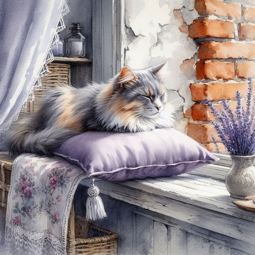 Wandbild fenster katze - wandbild,