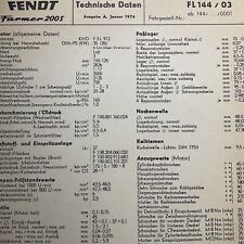 Fendt Farmer 200 S, FL 144/03, Technische Daten, 1976, Kopie