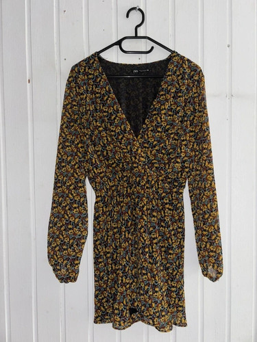 Zara kleid floral senfgelb - zara,
