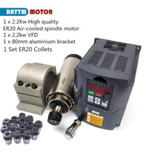 【DE】CNC Spindel 2.2KW Air Cooled Spindle ER20+2.2KW Inverter +80mm Clamp&Collet