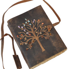 Notizbuch Tagebuch Echt Leder Büffel mit Mineralien 21 x 16 cm A5 Handgeschöpft