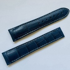 ORIGINAL OMEGA 21/18 Alligator-Lederarmband für Faltschließe, blau, 032CUZ005171