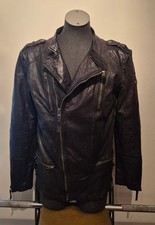 Tigha Biker Lederjacke Herren Vintage Look Schafsleder schwarz Größe XL 