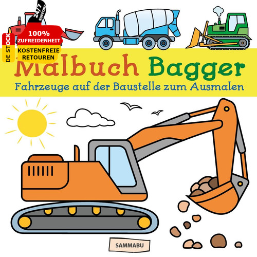 Malbuch bagger fahrzeuge auf - bagger:,