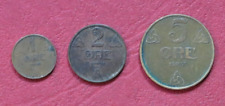 Norwegen Set 1: 3 Münzen 1/2/5 Öre 1907-1952 gebrauchte Erhaltung (USED)