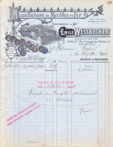 Paris rechnungsauszug emile - paris,