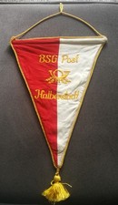 Alter Wimpel BSG Post Halberstadt DDR gestickt mit Quast
