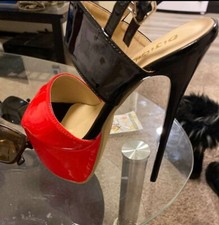 Lack Pantolette schwarz Rot