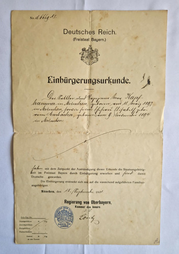 Einbürgerungsurkunde urkunde - einbürgerungsurkunde,