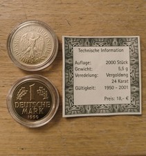 1 DM Münze 24 Karat vergoldet